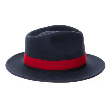 Ferrecci Grayson in Navy Australian Wool Red Bottom Fedora