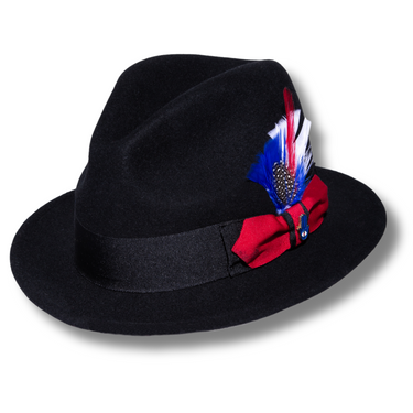 Ferrecci Brooks in Black and Red Australian Wool Felt Trilby