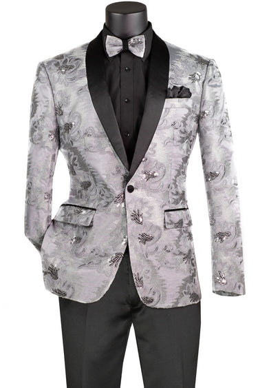 Vinci Silver Slim Fit Sport Coat - BSF-13