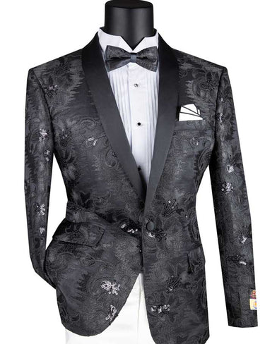 Vinci Black Slim Fit Sport Coat - BSF-13