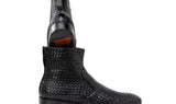 Paul Parkman Woven Leather Goodyear Welted Zipper Boots in Black