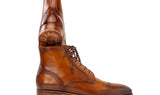 Paul Parkman Men's Burnished Leather Cap Toe Boots in Brown