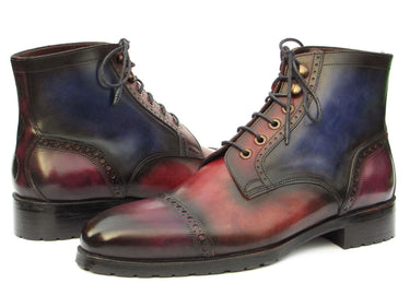 Paul Parkman Men's Multicolor Hand-Painted Cap Toe Boots