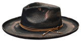 Bruno Capelo Bourbon Wide Brim Straw Fedora in Black Cognac Brown