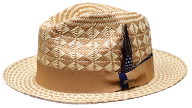 Bruno Capelo Belize Two-Tone Straw Snap Brim Fedora in Natural Light Brown