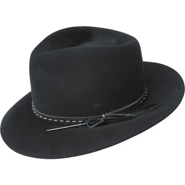 Bailey Colby Elite Velour Finish Wool Fedora in Black #color_ Black