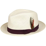 Bailey Guthrie Shantung Straw Fedora in Natural / Deep Red
