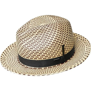 Bailey Hernen Genuine Panama Straw Fedora in Espresso Check