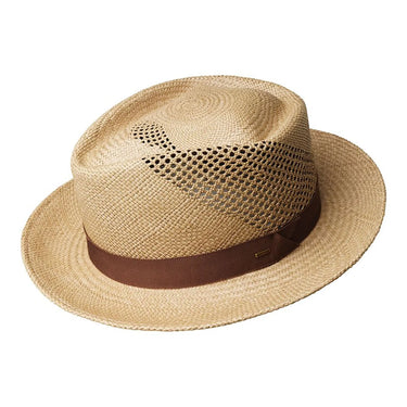 Bailey Hurtle Diamond Crown Vented Panama Straw Fedora in Tawny #color_ Tawny