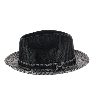 Bailey Mannesroe Two-tone Poly Braid Fedora in Black / Charcoal Multi