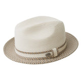 Bailey Mannesroe Two-tone Poly Braid Fedora in Ivory / Adobe Multi