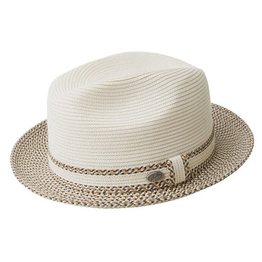 Bailey Mannesroe Two-tone Poly Braid Fedora in Ivory / Adobe Multi