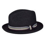 Bailey Salem Pinch Front Toyo Straw Fedora in Black