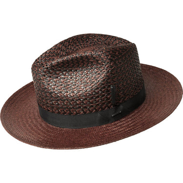 Bailey Stallworth Wide Brim Genuine Panama Fedora in Deep Red / Black