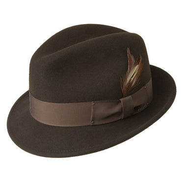 Bailey Tino Center Dent Wool Felt Fedora in Brown