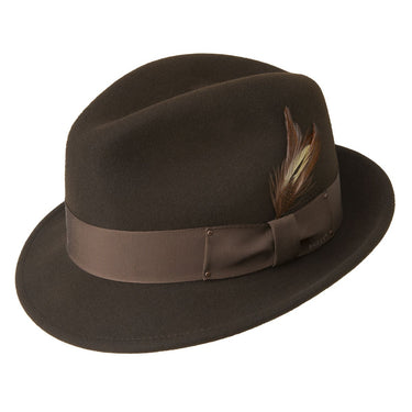 Bailey Tino Center Dent Wool Felt Fedora in Brown #color_ Brown