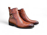 Basket Weave Calfskin Buckle Boot in Whisky