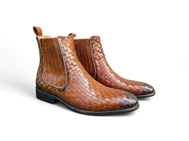 Basket Weave Leather Chelsea Boot in Whisky