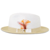 Ferrecci Tapa in Beige and White Crushable Straw Fedora