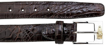 Belvedere Alligator Belt in Chocolate in Chocolate 44 #color_ Chocolate 44