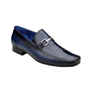 Belvedere Bruno in Navy Genuine Ostrich Leg and Italian Calf Loafers in #color_