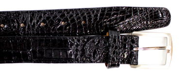 Belvedere Caiman Belt in Black in Black 44 #color_ Black 44