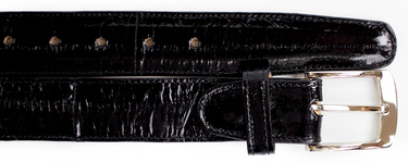 Belvedere Eel Belt in Black in Black 44 #color_ Black 44