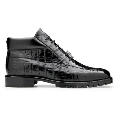 Belvedere Gallardo in Black Genuine Caiman Crocodile Boots in Black