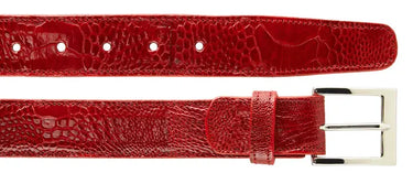 Belvedere Genuine Ostrich Leg Belt in Red in Red 44 #color_ Red 44