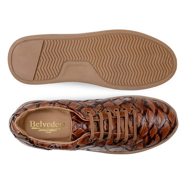 Belvedere Kingstone in Antique Almond Exotic Pirarucu Lace-Up Casual Sneaker