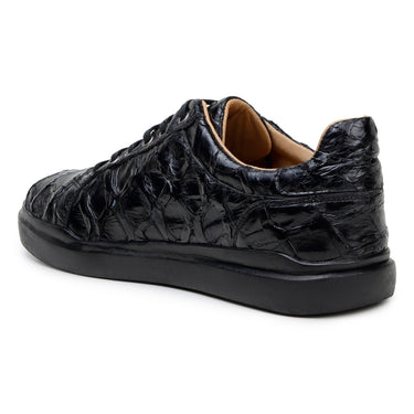 Belvedere Kingstone in Black Exotic Pirarucu Lace-Up Casual Sneaker