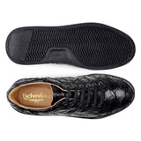 Belvedere Kingstone in Black Exotic Pirarucu Lace-Up Casual Sneaker