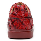 Belvedere Kingstone in Red Exotic Pirarucu Lace-Up Casual Sneaker