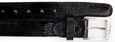 Belvedere Lizard Belt in Black in Black 44 #color_ Black 44