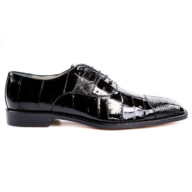 Belvedere Mare in Black Genuine Ostrich & Eel Oxfords in Black
