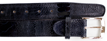 Belvedere Ostrich Leg Belt in Navy in Navy 44