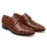 Belvedere Renzo in Antique Almond Exotic Pirarucu Lace-Up Derby Shoes