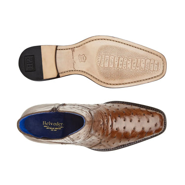 Belvedere Roger in Antique Brandy Genuine Ostrich Side Zipper Boot in #color_