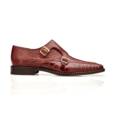 Belvedere Valiente in Antique Rust Ostrich Leg Monkstraps in Antique Rust