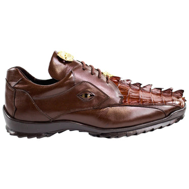 Belvedere Vasco in Tobaćco Brown Genuine Hornback Crocodile & Soft Calf Sneakers in Tabaććo