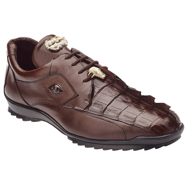 Belvedere Vasco in Tobaćco Brown Genuine Hornback Crocodile & Soft Calf Sneakers in #color_
