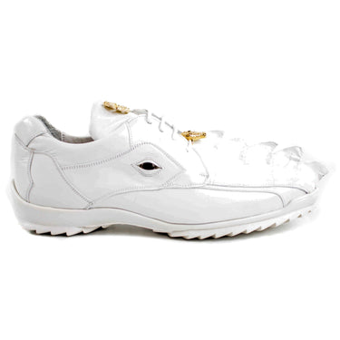 Belvedere Vasco in White Genuine Hornback Crocodile & Soft Calf Sneakers in White