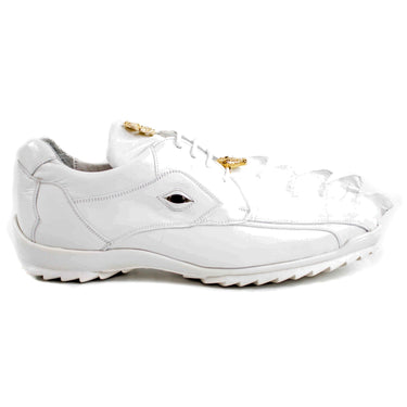 Belvedere Vasco in White Genuine Hornback Crocodile & Soft Calf Sneakers in White #color_ White