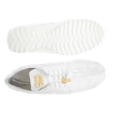 Belvedere Vasco in White Genuine Hornback Crocodile & Soft Calf Sneakers in #color_