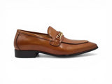 Carrucci Shoes Beveled Squared Toe Dress Loafer in Cognac