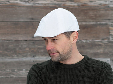 Bigalli Duck Bill in Cream Linen Flat Cap