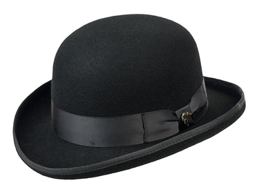 Classic Bowler in Black in Black Wool 100% Wool Felt