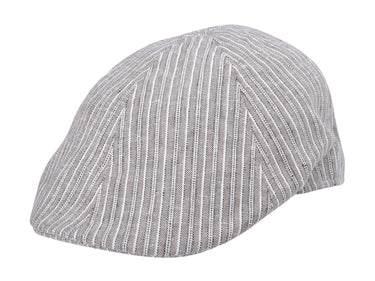 Duck Bill Cap in Beige Fabric in Beige Fabric Linen