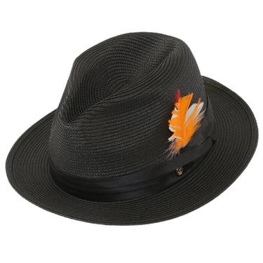 Ferrecci Tapa in Black Crushable Straw Fedora