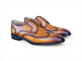 Carrucci Shoes Blucher Wingtip Oxford Dress Shoe in Cognac